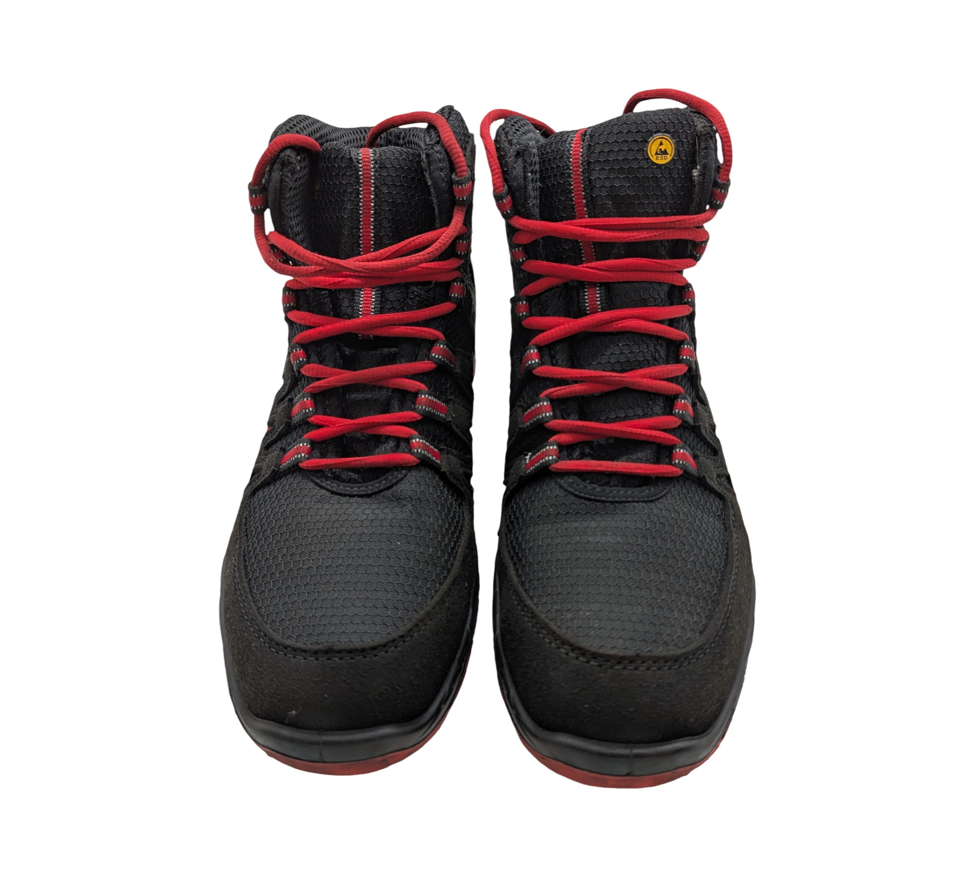 ELTEN MADDOX Mid ESD S3 Unisex Sicherheitsschuhe, Größe 38, Schwarz-Rot