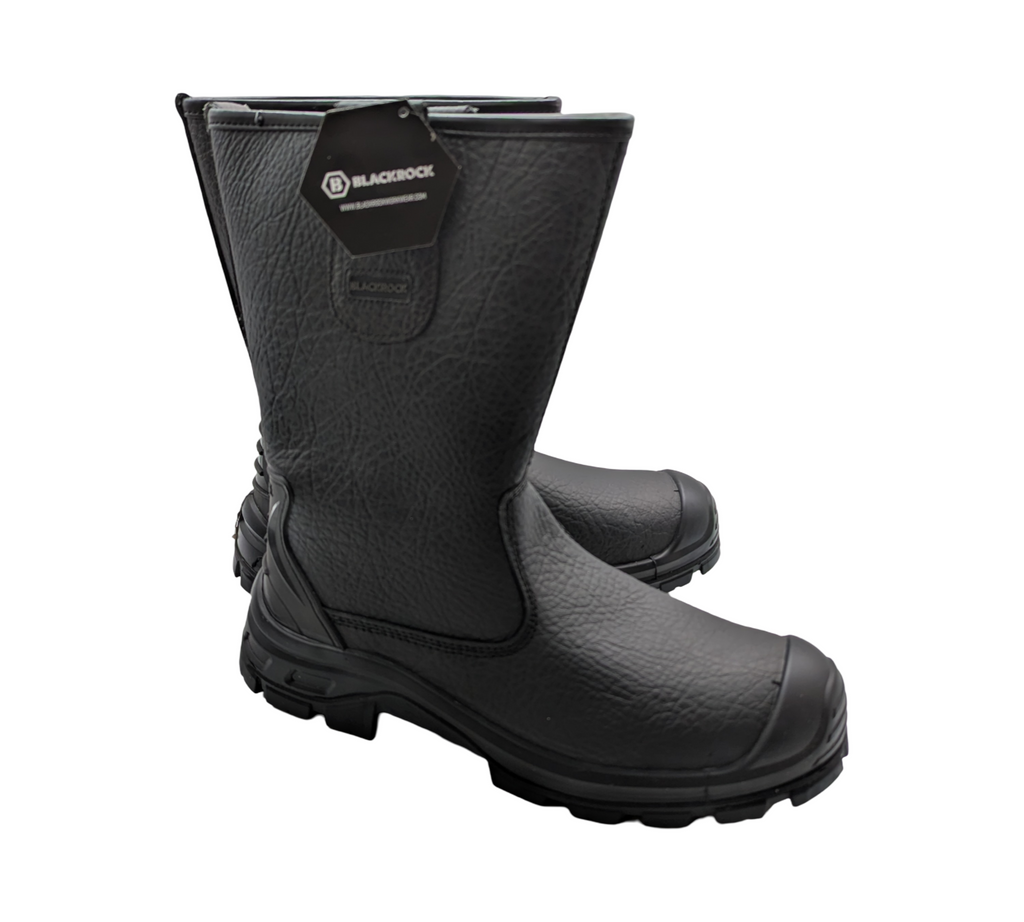 Blackrock S1-P SRC Sicherheitsstiefel aus Leder mit Stahlkappe, Größe 44, Schwarz