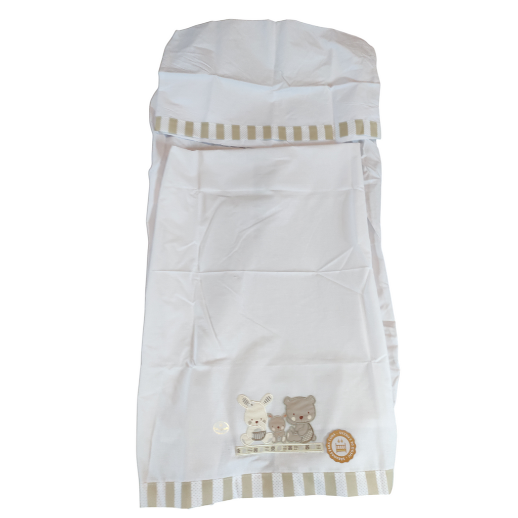 Interbaby Love Cot Sheets Set 3 Pieces Cotton Beige