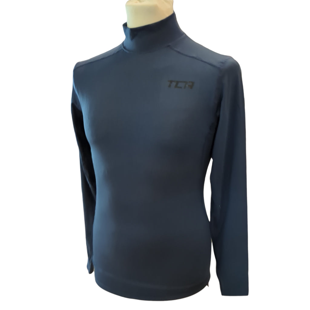 TCA Kompressions-Langarmshirt Herren Thermo Stehkragen Blau L