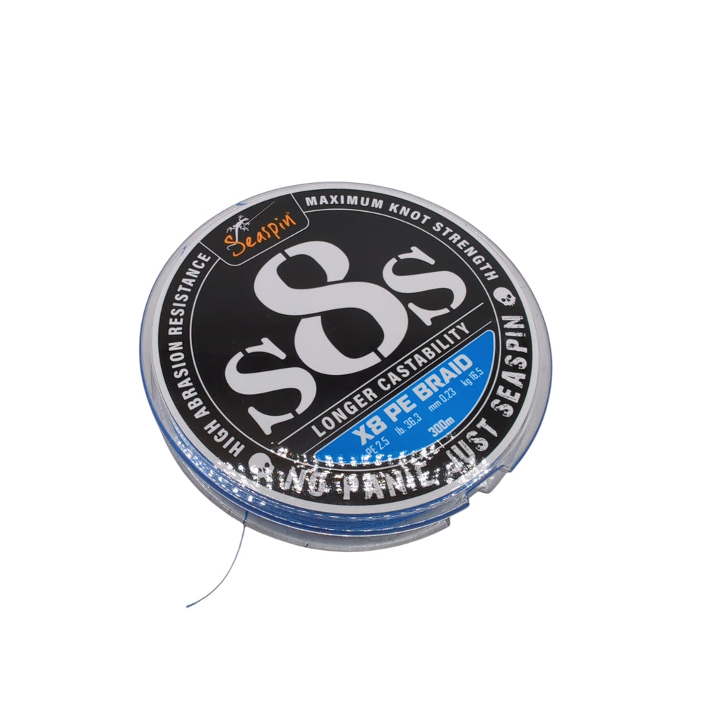 Seaspin S8S-PE 2.5 Geflochtene Angelschnur PE-Schnur 300 m Blau