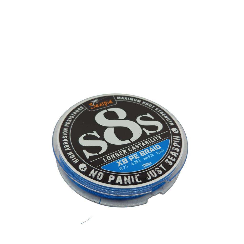 Seaspin S8S-PE 2.5 Geflochtene Angelschnur PE-Schnur 300 m Blau