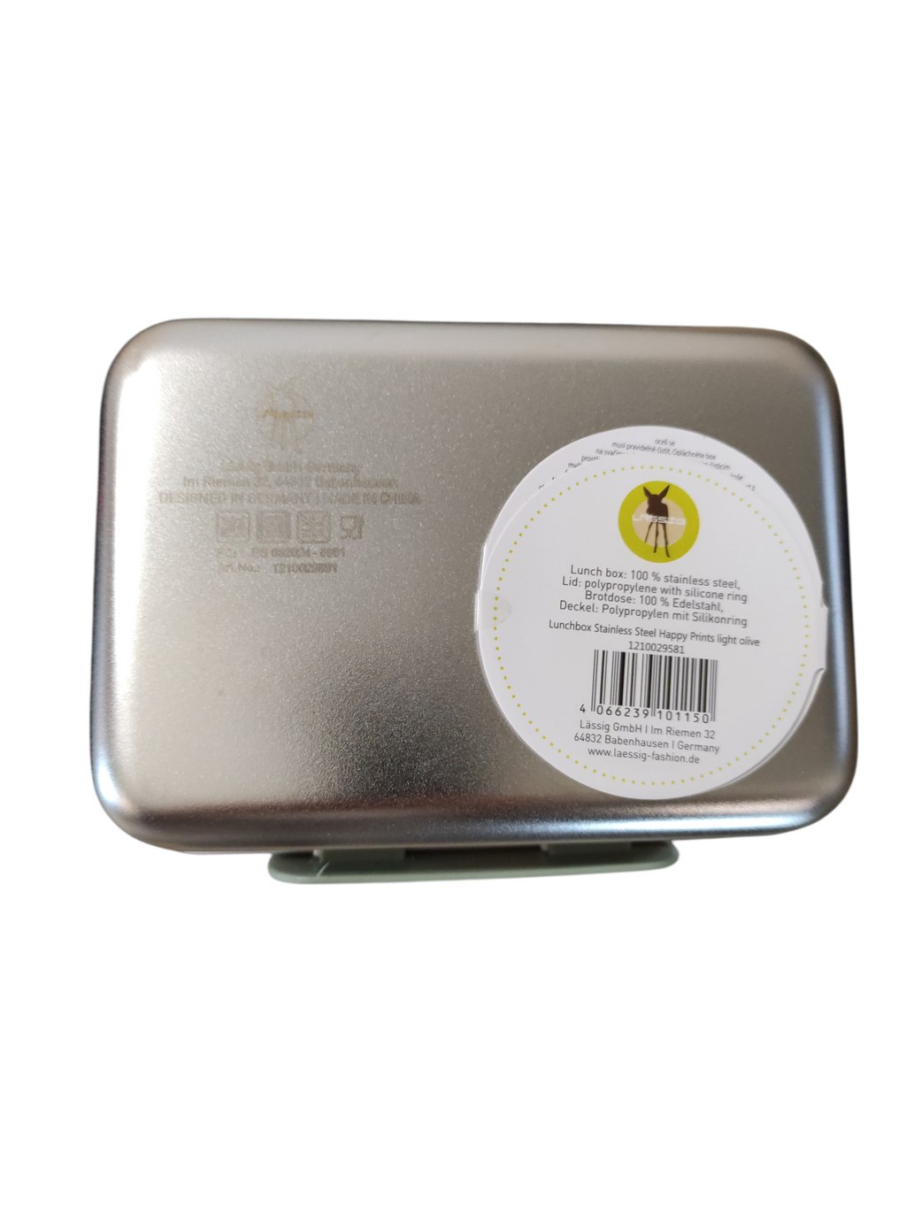 Lässig Edelstahl Brotdose Lunchbox Happy Prints Light Olive