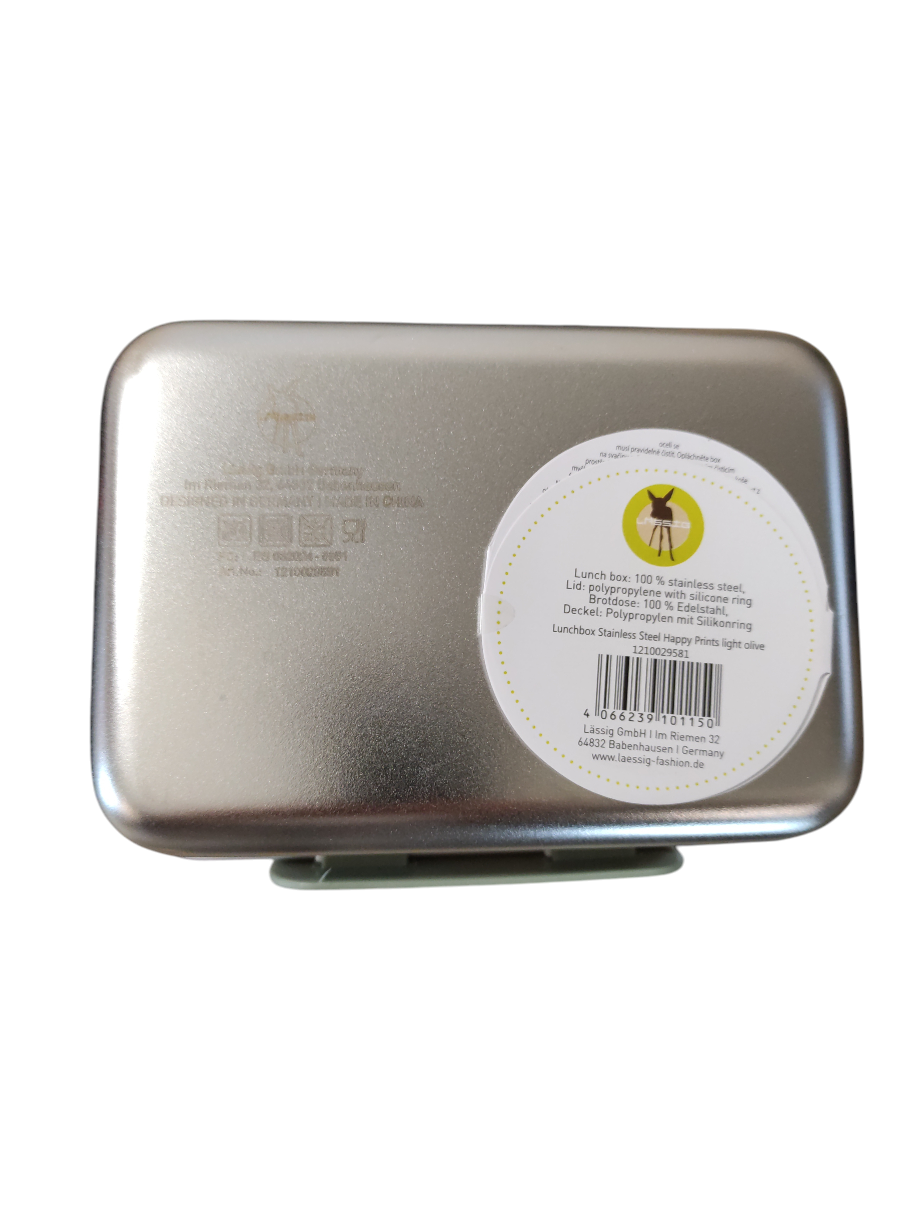Lässig Edelstahl Brotdose Lunchbox Happy Prints Light Olive