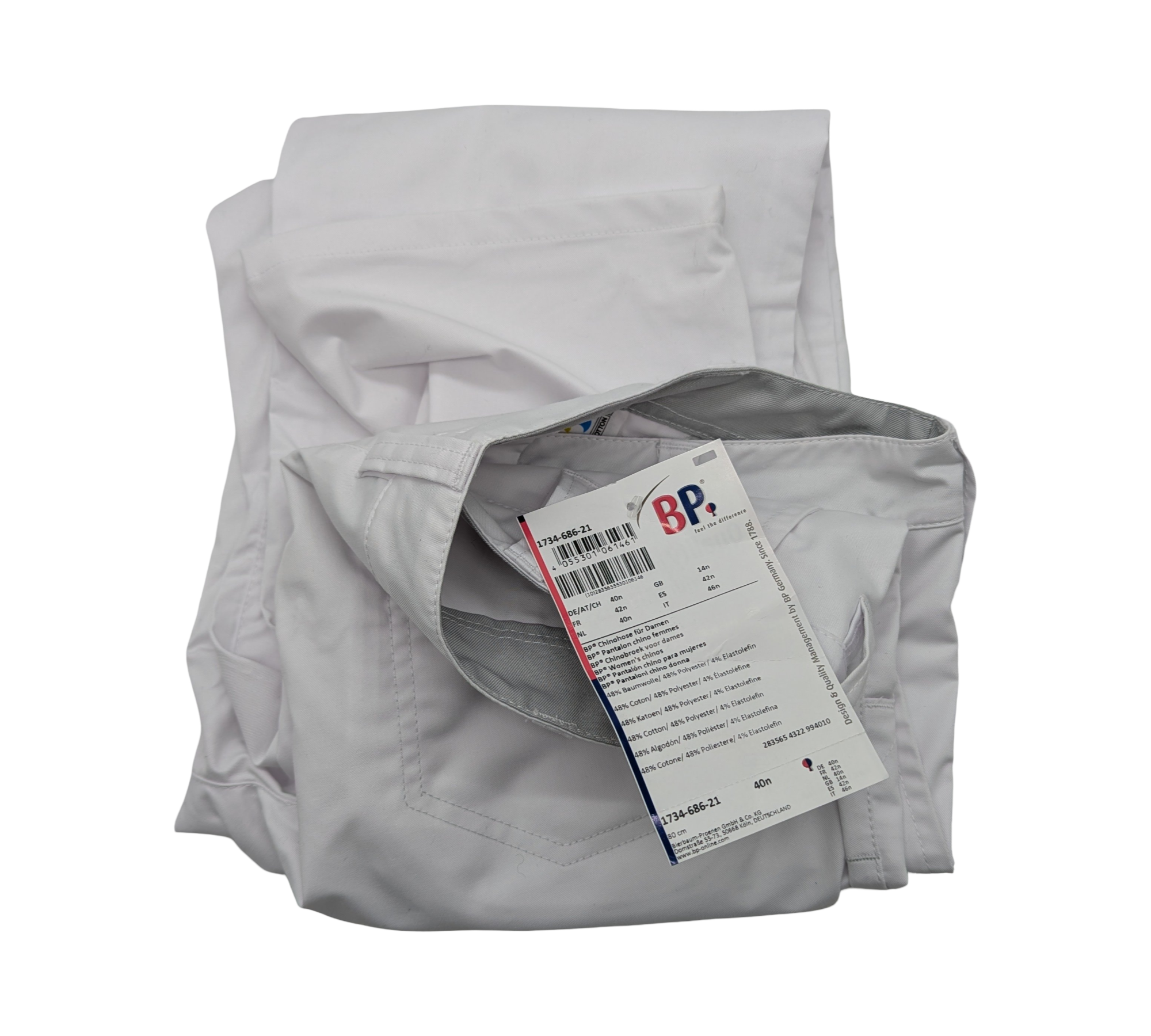 BP Damen Chinos Stretch Mischgewebe Weiß Größe 40