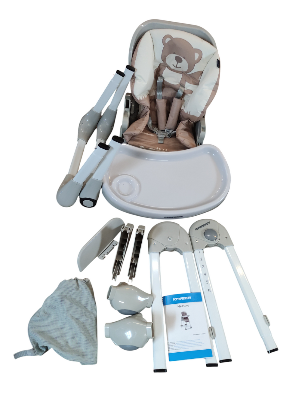 Foppapedretti Meeting Hochstuhl Kinder 6–36 Monate bis 15 kg Grau