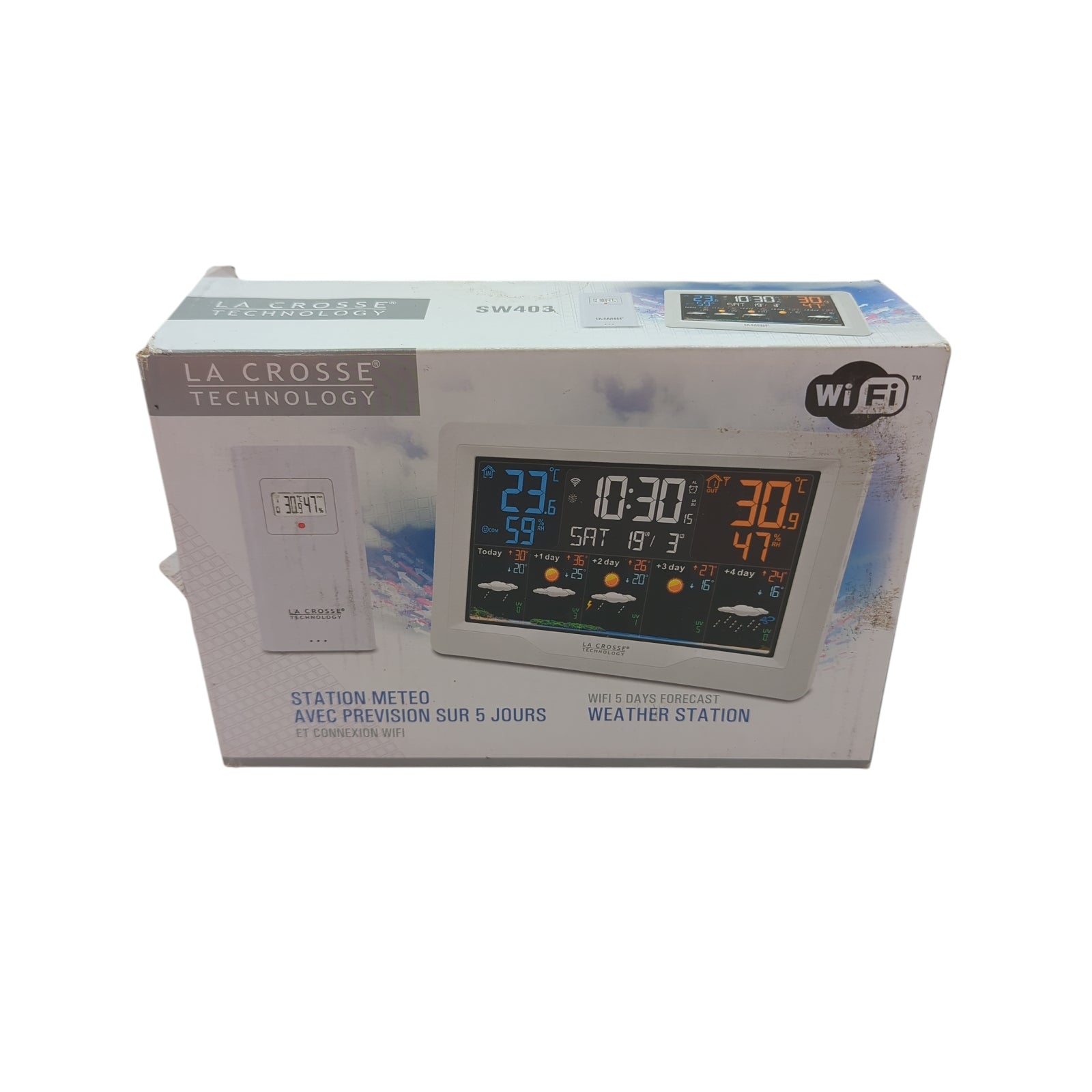 La Crosse Technology SW403 Wetterstation WiFi LCD Farbdisplay Weiß