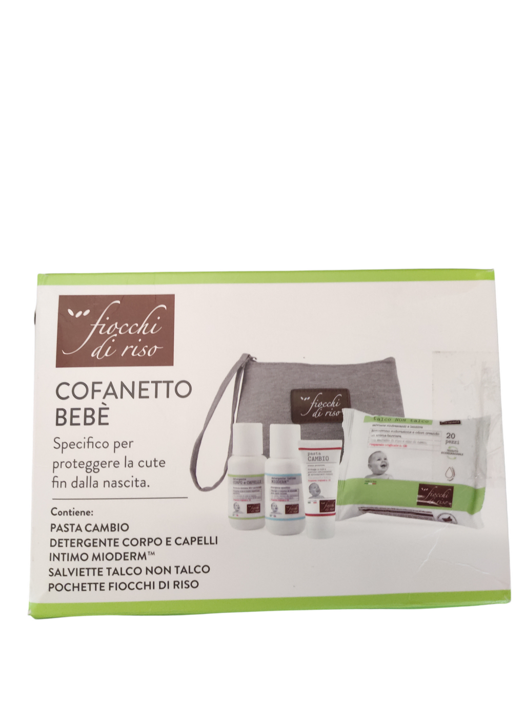 Fiocchi di Riso Bath Box Geschenkset Baby Bad Waschgel Creme Bademantel
