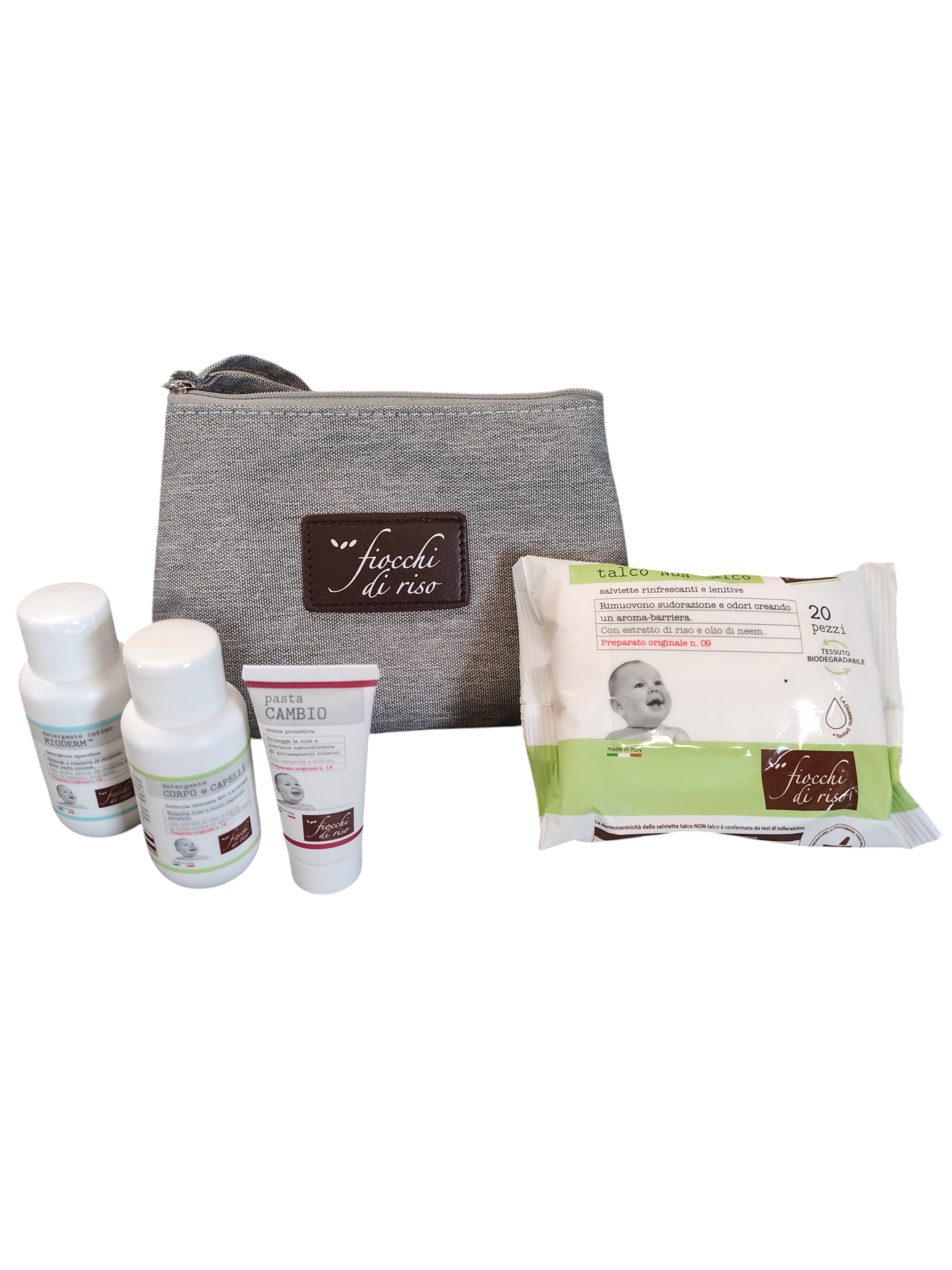 Fiocchi di Riso Bath Box Geschenkset Baby Bad Waschgel Creme Bademantel