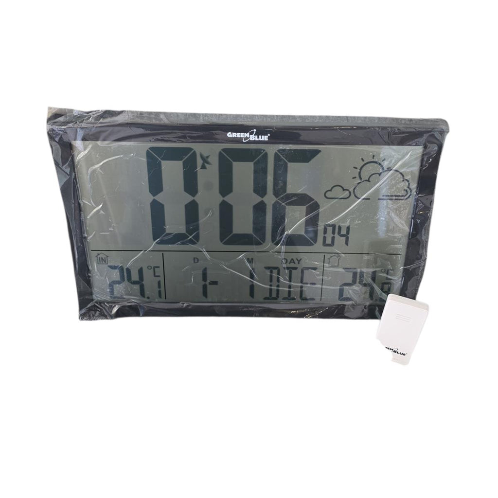 Green Blue GB218 Wetterstation Wanduhr 37x22,5 cm mit Außensensor DCF