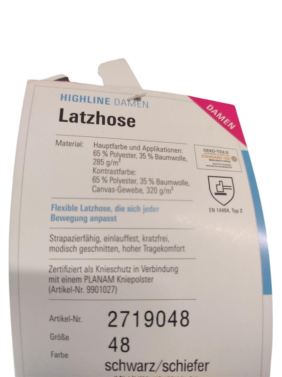 Planam Highline 2719 Latzhose für Damen Ardoise/Zinc Schwarz Größe 48