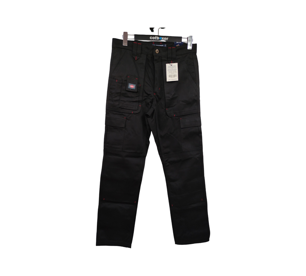 Lee Cooper LCPNT206 Cargo Trousers Black 30W/31L Multi Pocket