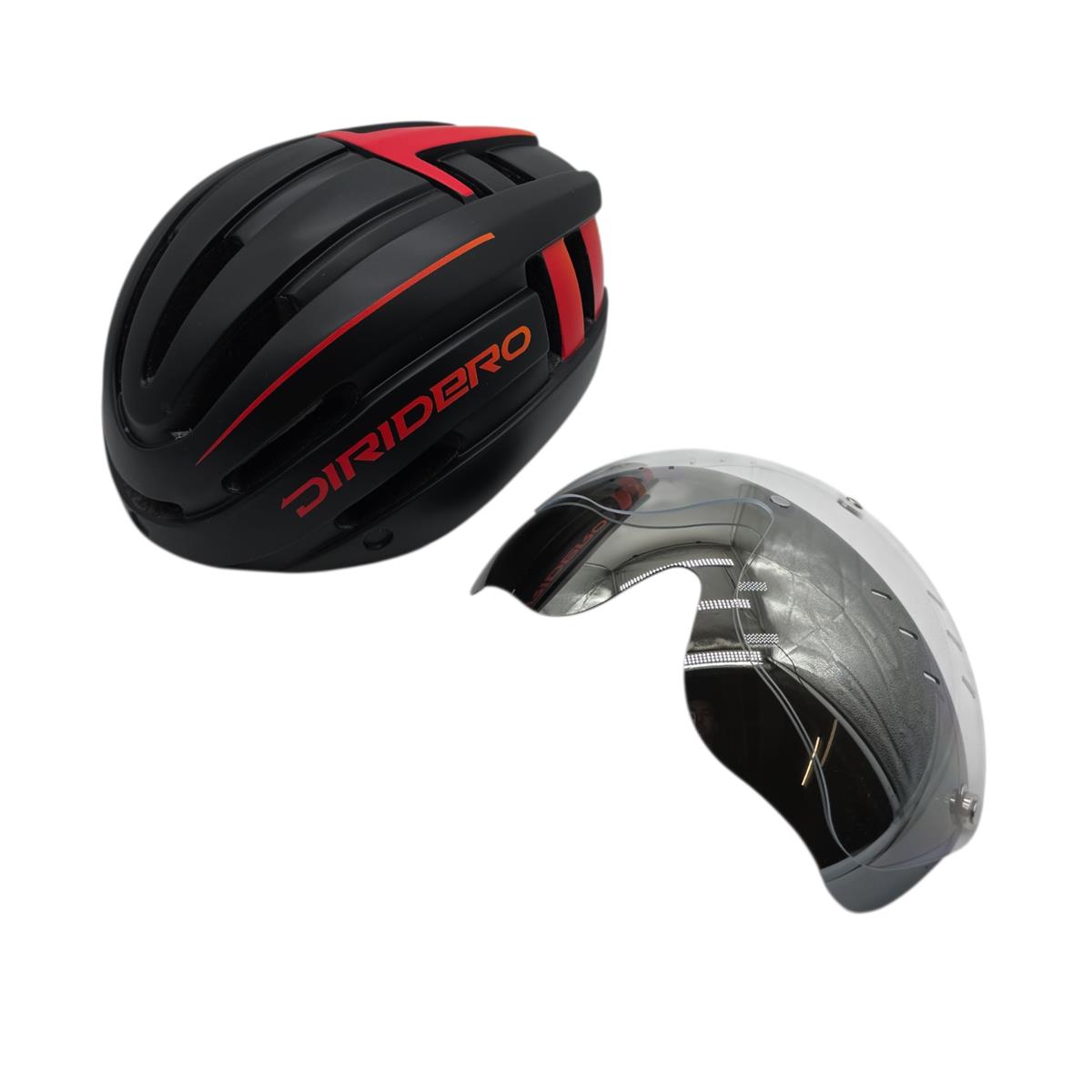 DIRIDERO MTB Fahrradhelm mit LED Licht 2 Visieren 57-62 Schwarz