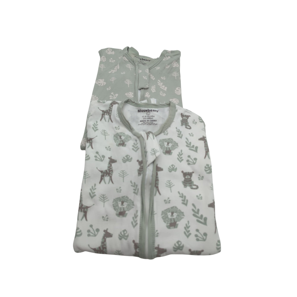 Mosebears Babyschlafsack Sommer 0.5 Tog Baumwolle Grün L 12-18 Monate 2er