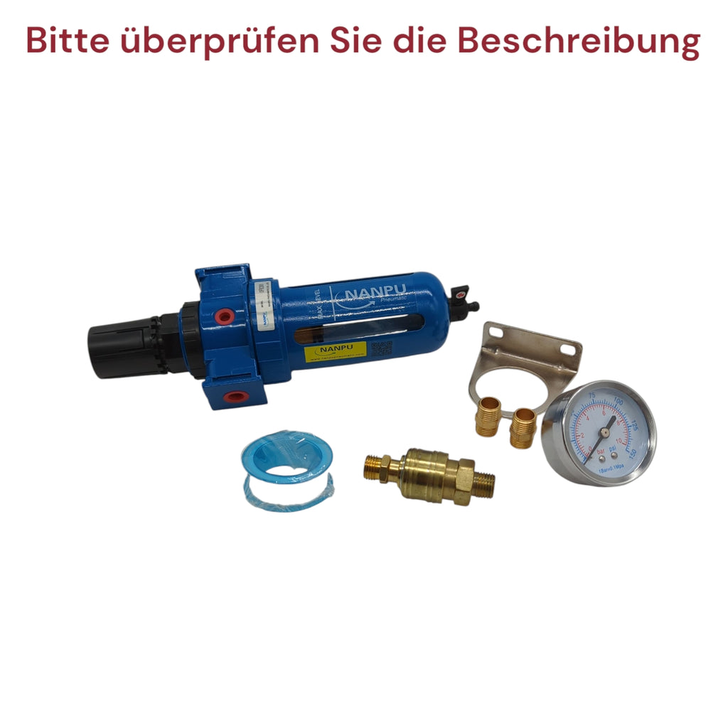 NANPU 1/4 BSP Druckluftfilterregler 5 Mikron 0–10 Bar Manometer