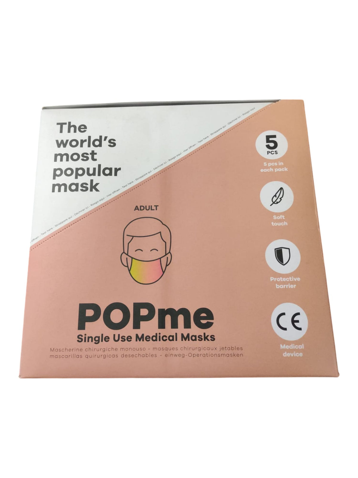 Portal Popme Einweg OP-Masken farbig mit anpassbarem Nasenclip luftdicht 100 St