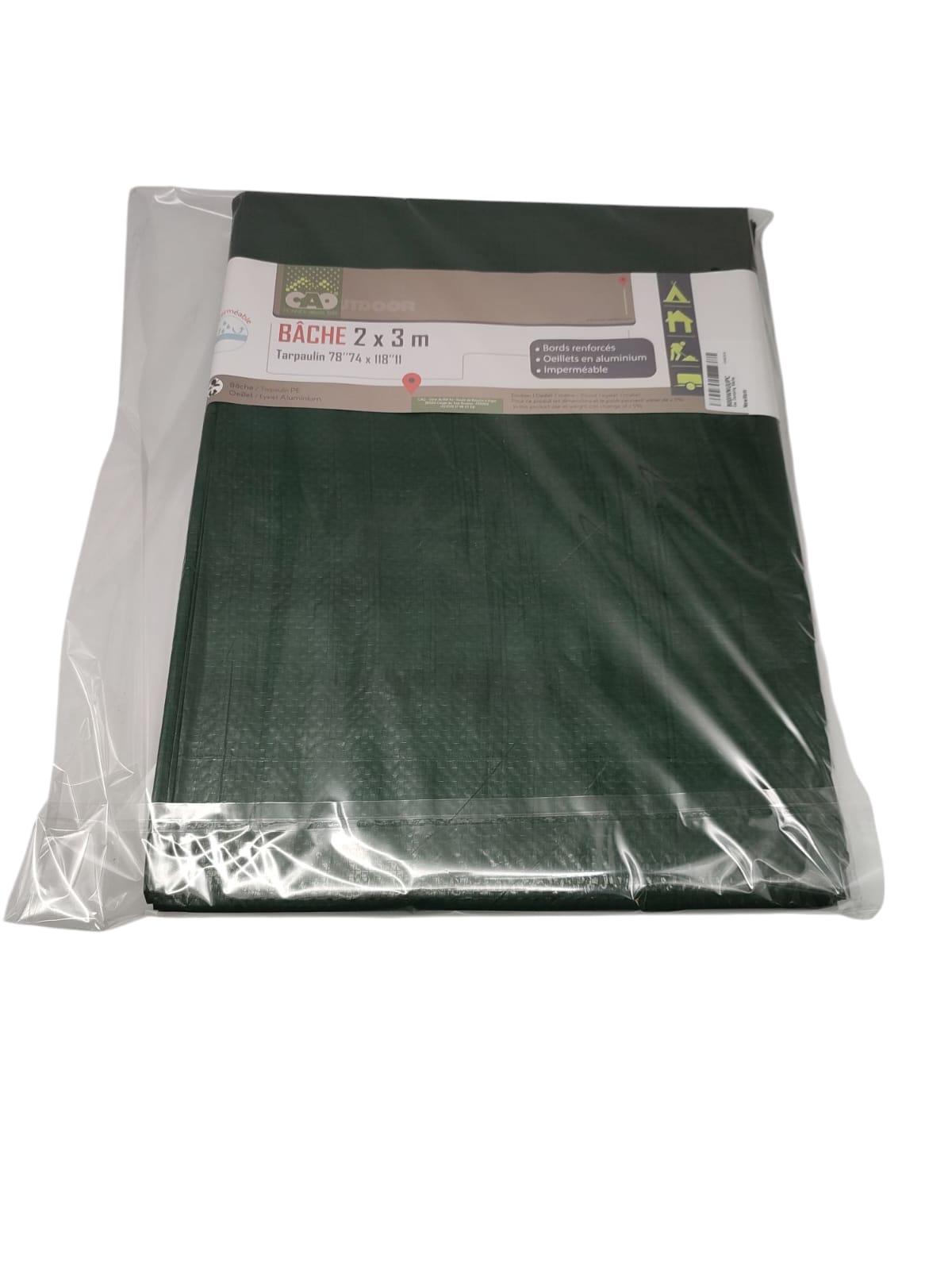 Cao Camping Tarp 2x3m Tarpaulins Made of Polyethylene Dark Green