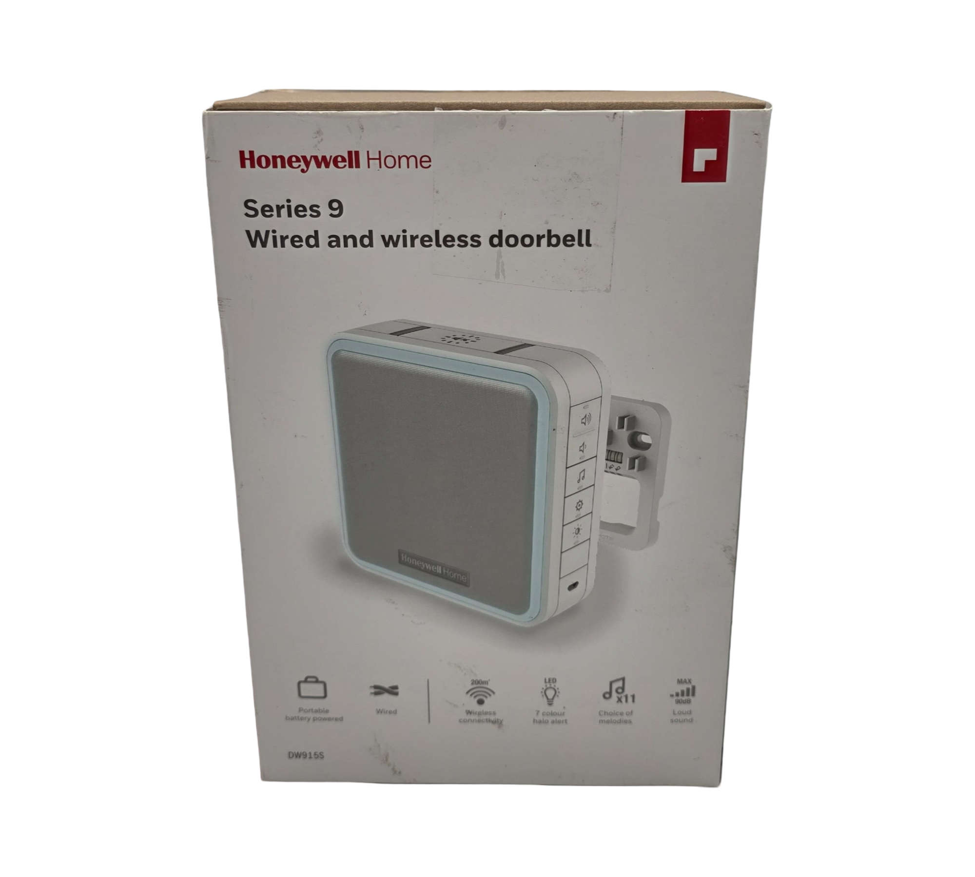 Honeywell Home DW915S Serie 9 LED Gong tragbar 11 Melodien weiß
