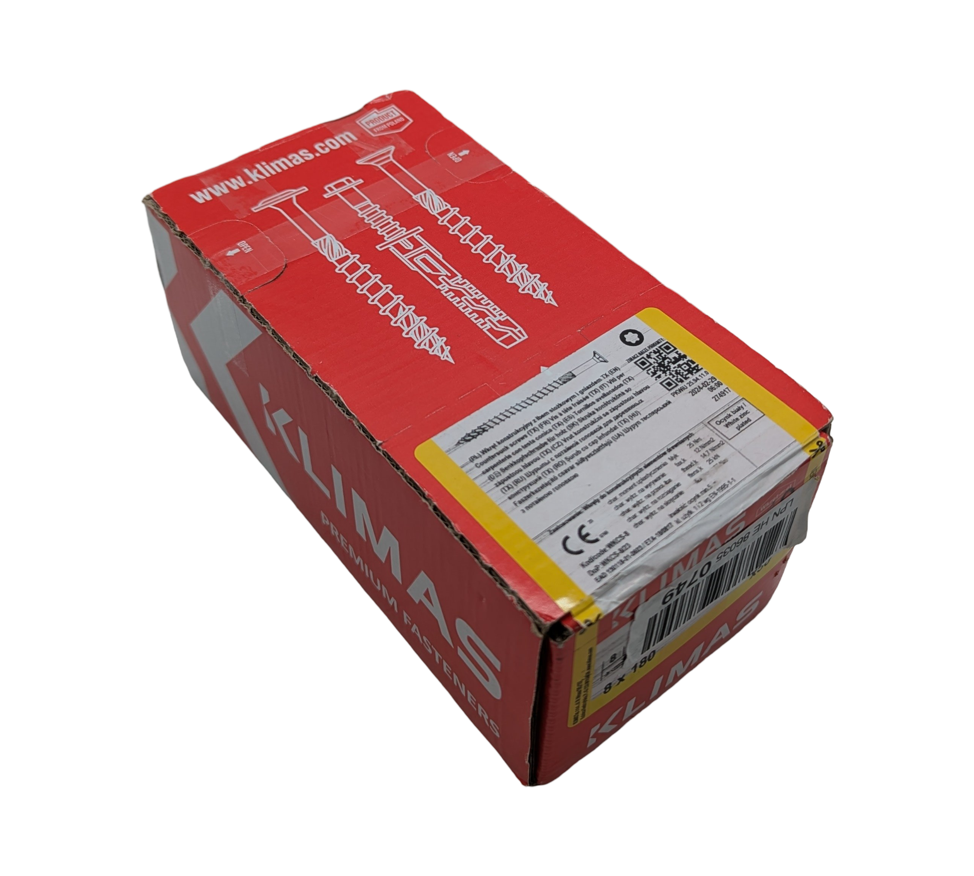 KLIMAS Holzschrauben Torx Set Senkkopf Universalschrauben Weiß Zink