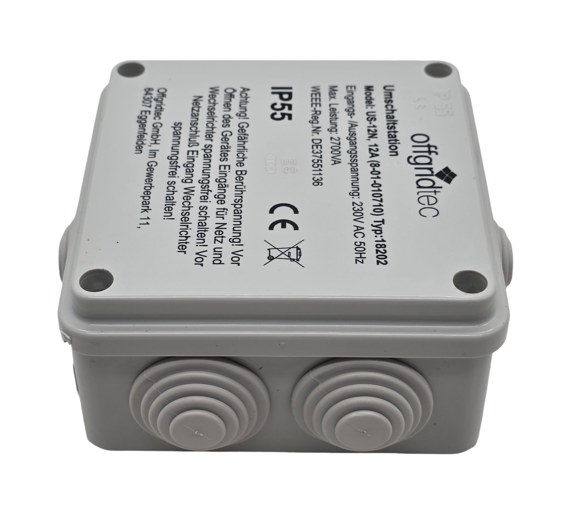 Offgridtec US230/12 Umschaltstation Netzvorrang USV 12A 2700W 230VAC