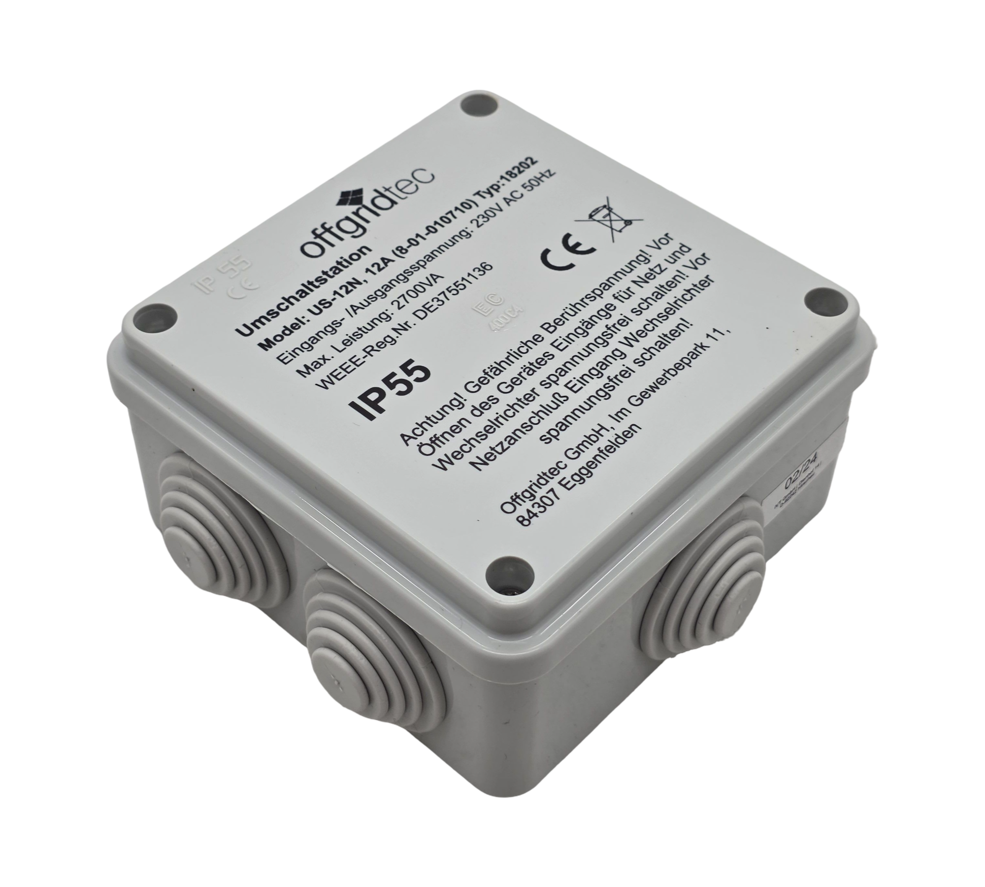 Offgridtec US230/12 Umschaltstation Netzvorrang USV 12A 2700W 230VAC