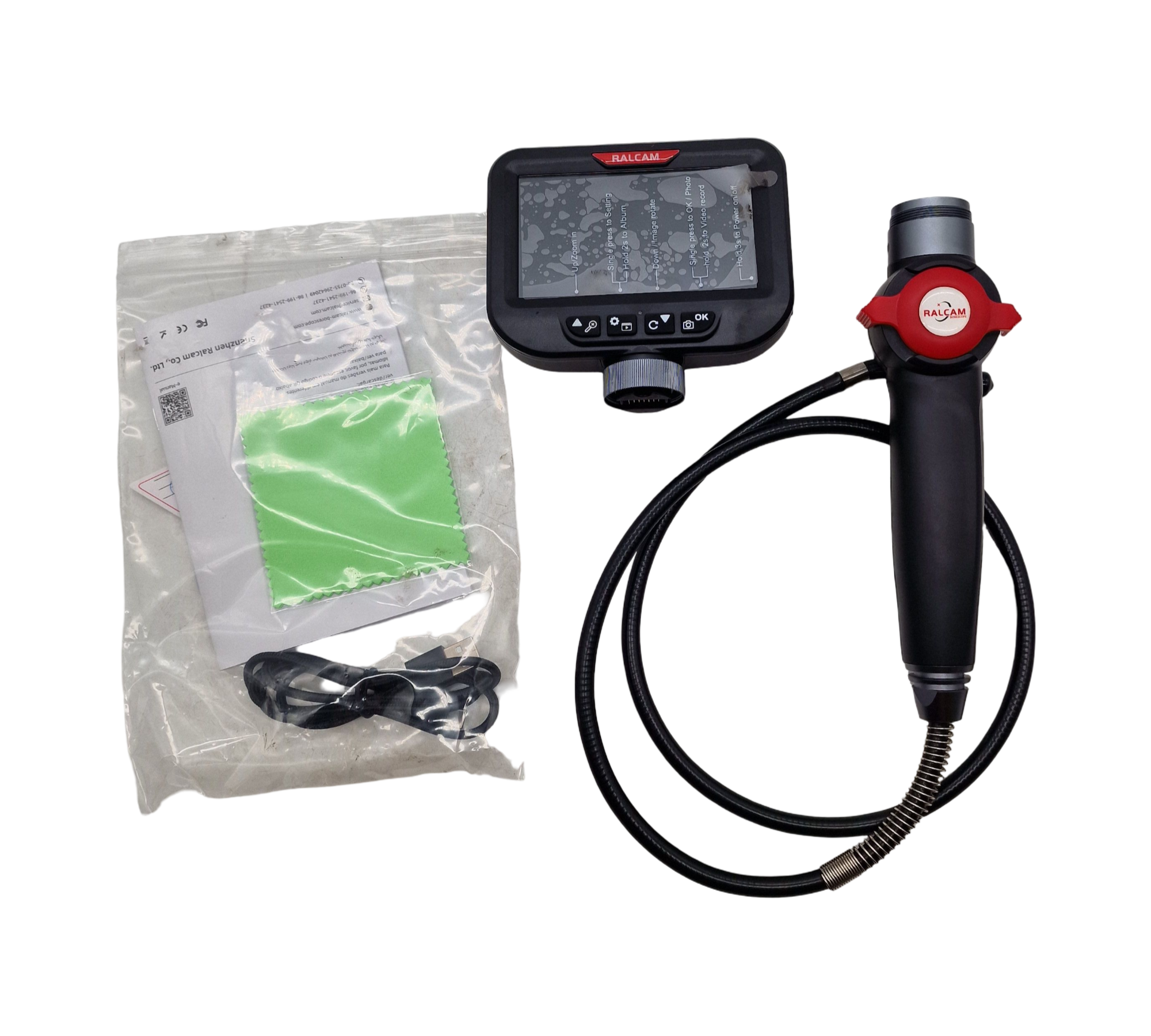 Ralcam Endoskopkamera 8,5 mm 4,3 Zoll 1080P 6 LED IP67