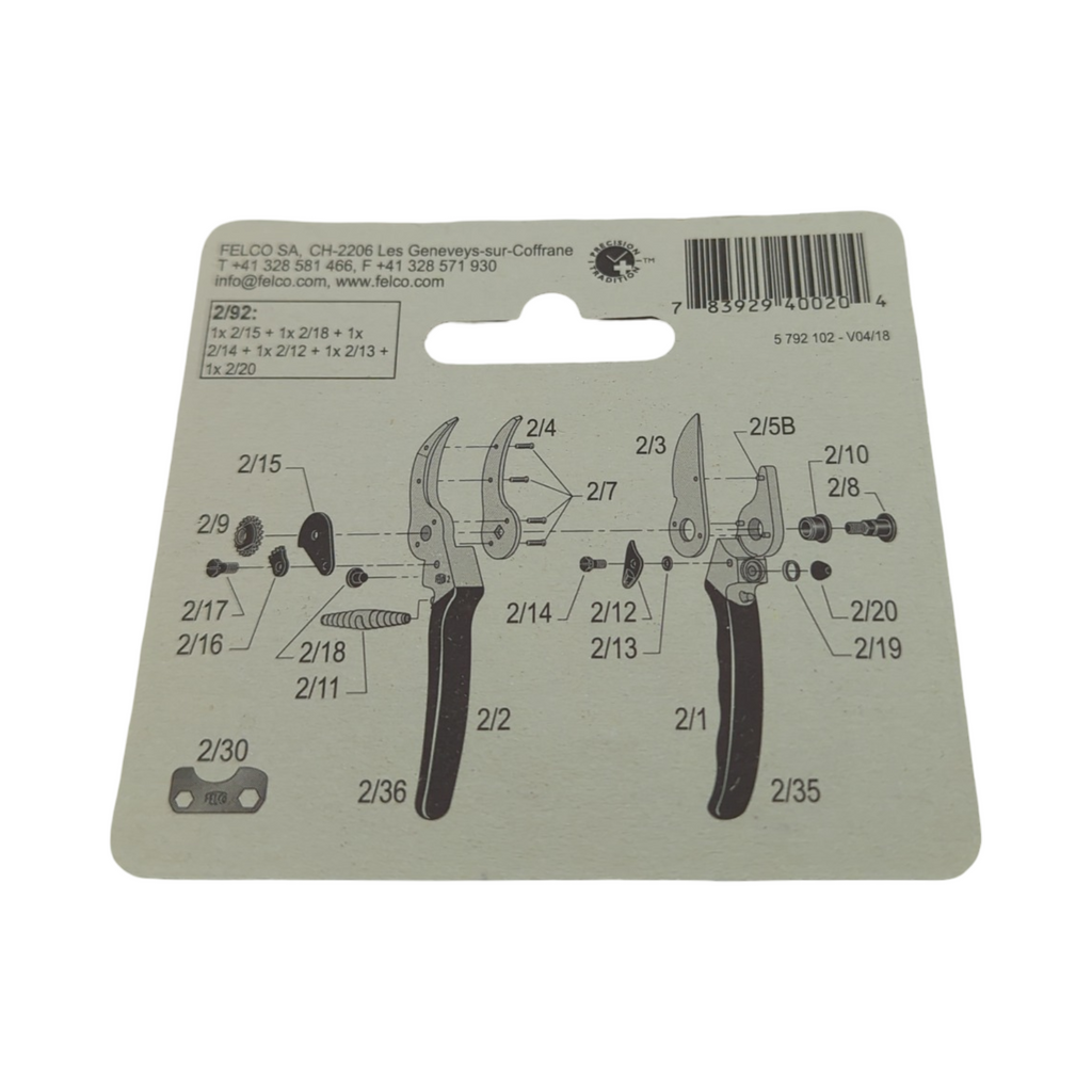 --F--FELCO 2/92 Repair Kit Locking Catch Pruning Shears F2-F50 Accessories Assembly