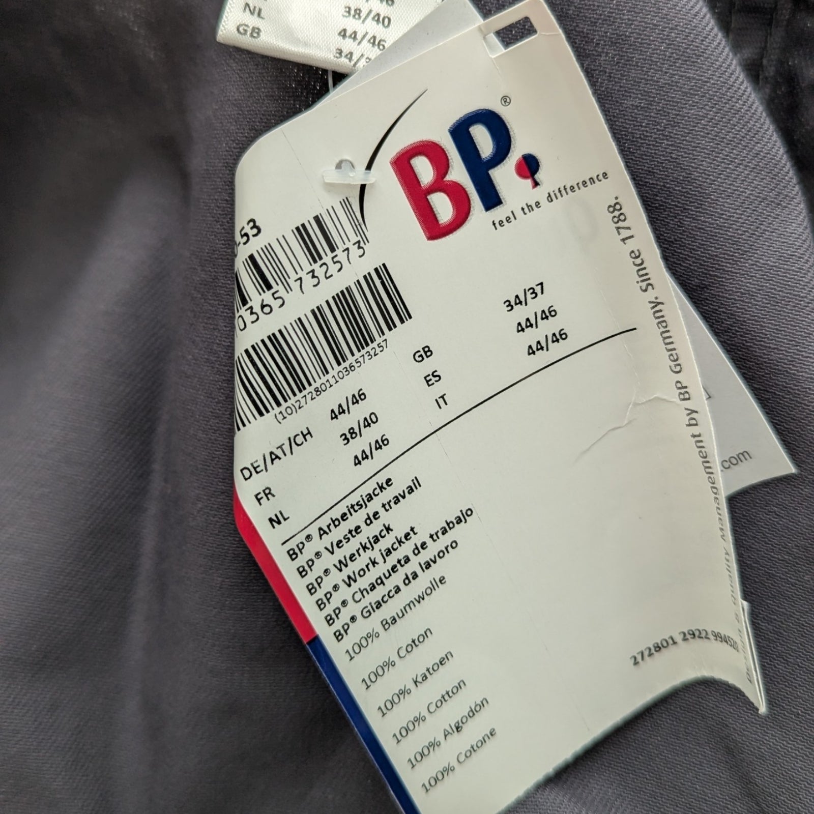 BP Workwear Basic 1485-060-53 Arbeitsjacke Baumwolle Gr. 44/46 Dunkelgrau