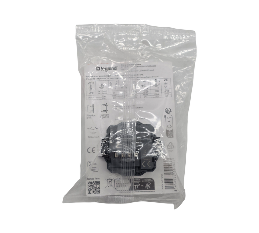 Legrand Dooxie Bewegungsmelder-Schalter Unterputz ohne Neutral 100W LED Weiß