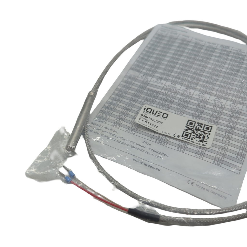 iOVEO 039HG02201 Rauchgasfühler Temperaturfühler Kollektorfühler bis 400°C mit GLS-Anschlussleitung PT1000 Sensor