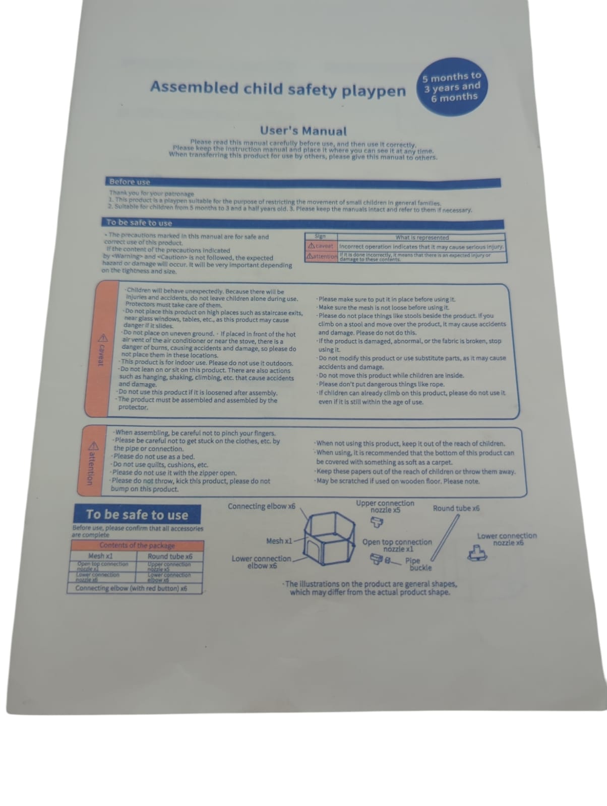 Safety Baby-Laufstall faltbar 6-Felder Tragbar