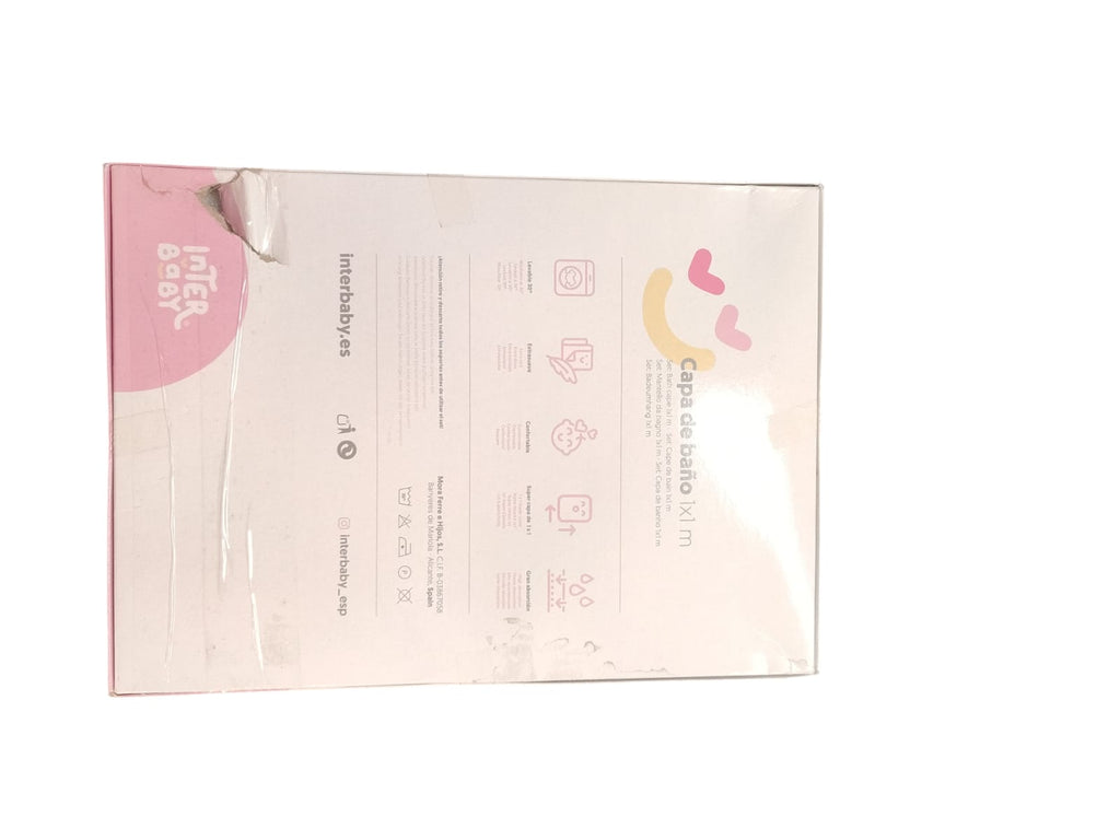 Interbaby 01080-12 Baby Kapuzenbadetuch Love weiß rosa