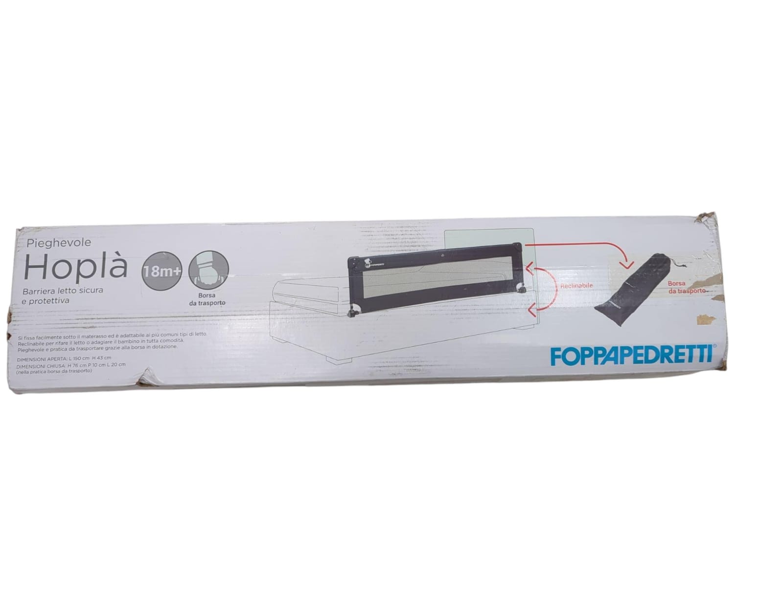 Foppapedretti Hoplà Bettgitter Kinder klappbar 150 x 43 cm Sandfarben