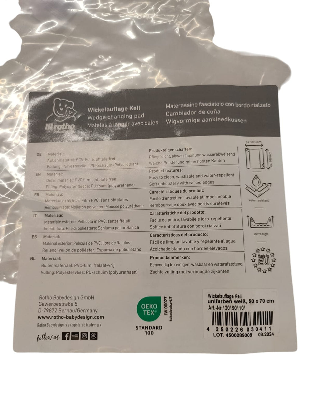 Rotho Babydesign Keil-Wickelauflage, Ab 0 Monate, 70x50x10cm, Weiß