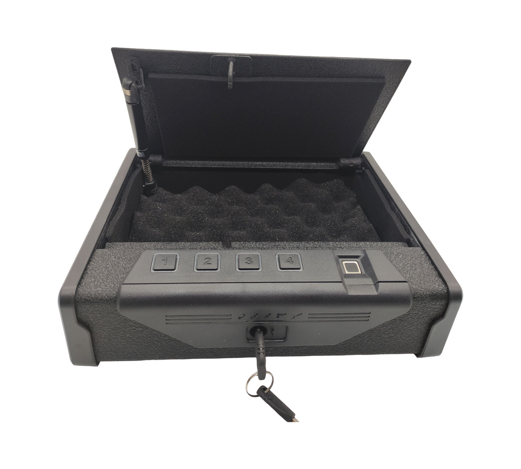VEVOR Waffentresor Stahl biometrisch für 2 Pistolen Fingerabdruck