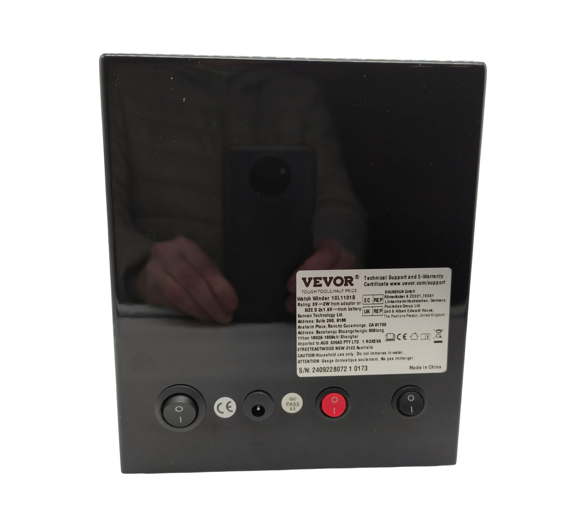 VEVOR Uhrenbeweger für 1 Automatikuhren mit LED Beleuchtung