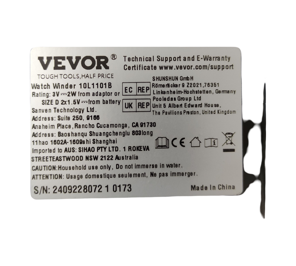 VEVOR Uhrenbeweger für 1 Automatikuhren mit LED Beleuchtung