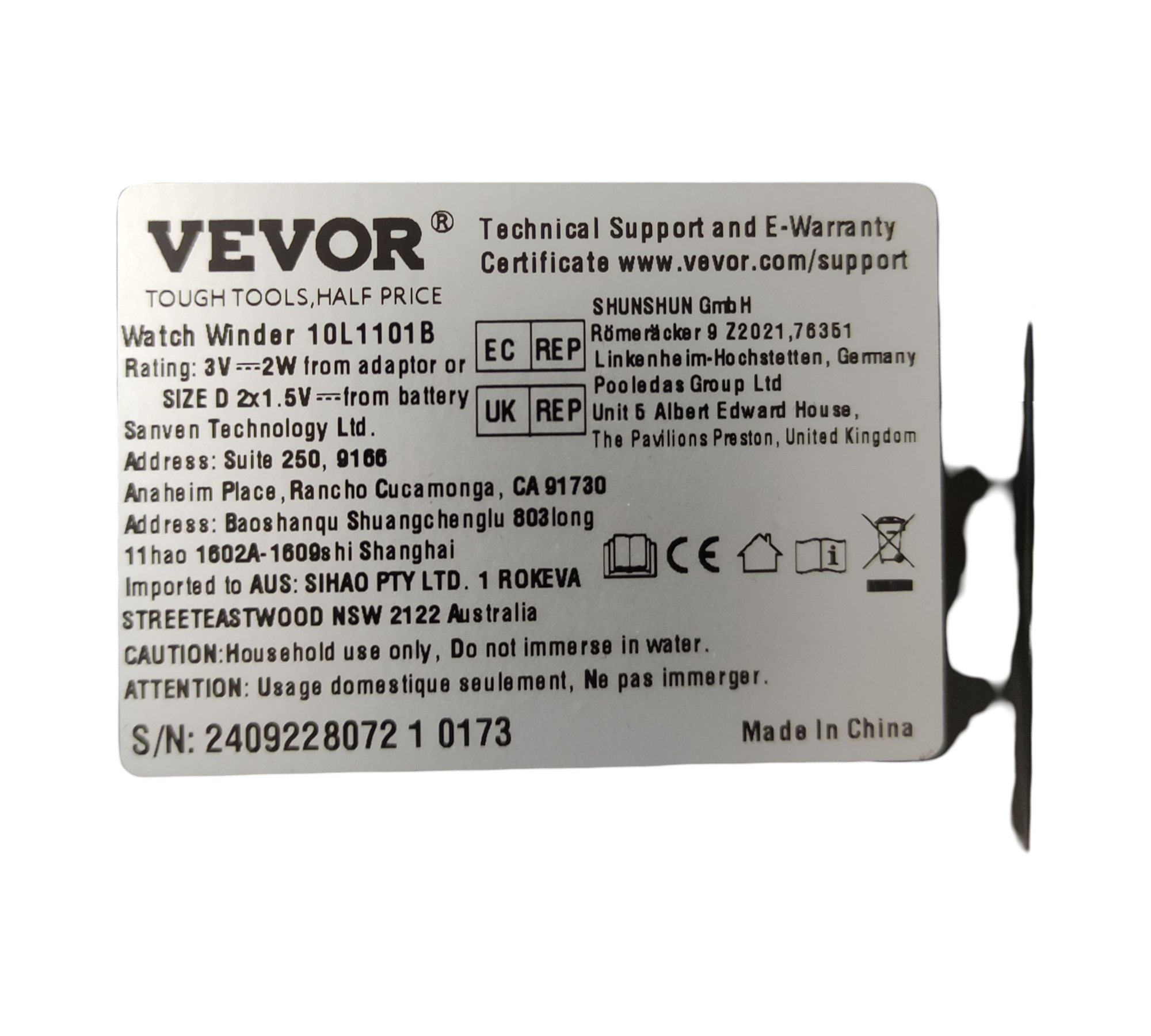 VEVOR Uhrenbeweger für 1 Automatikuhren mit LED Beleuchtung