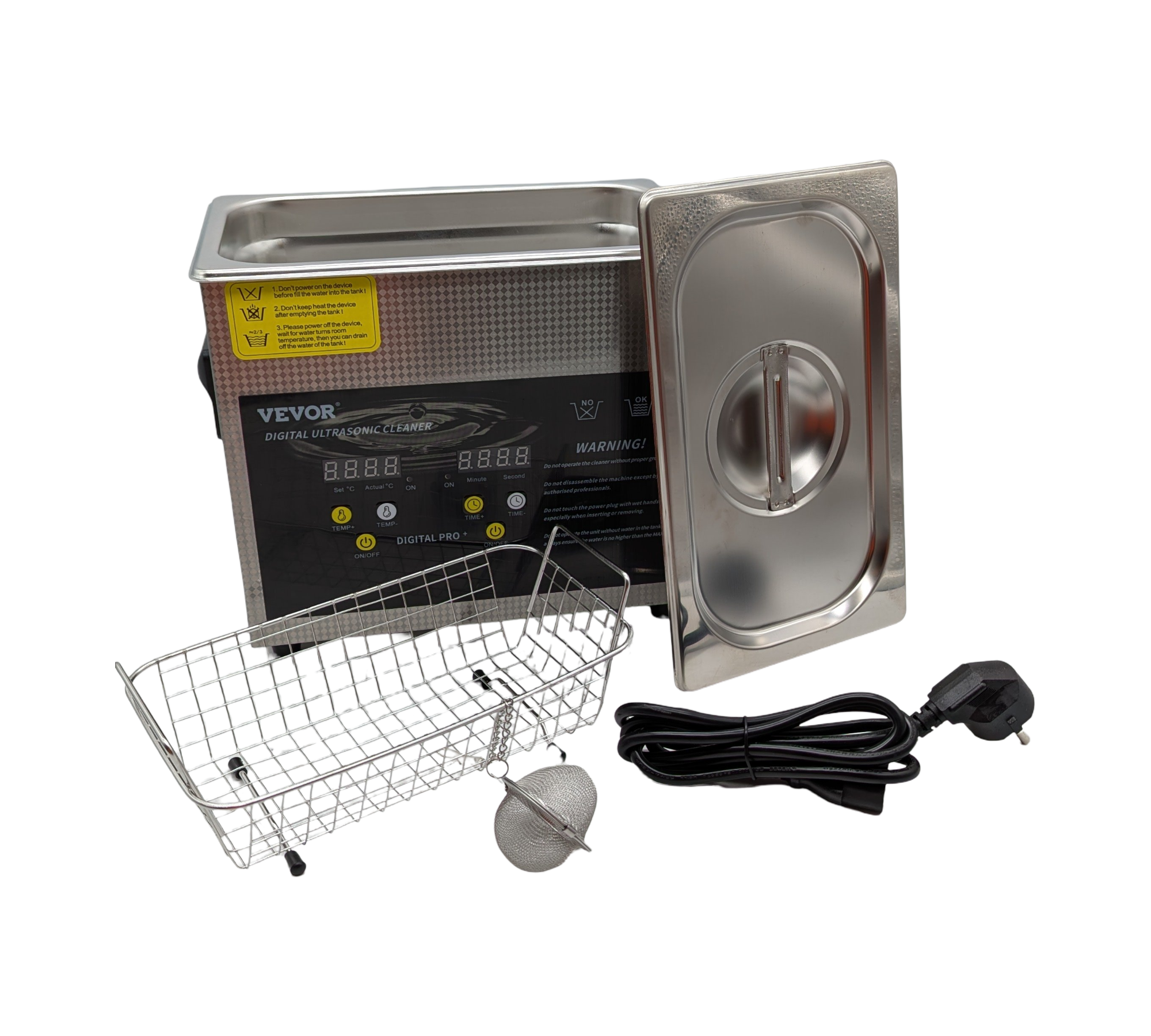 VEVOR Ultraschallreiniger 3L 120W mit 200W Heizfunktion Edelstahlgerät
