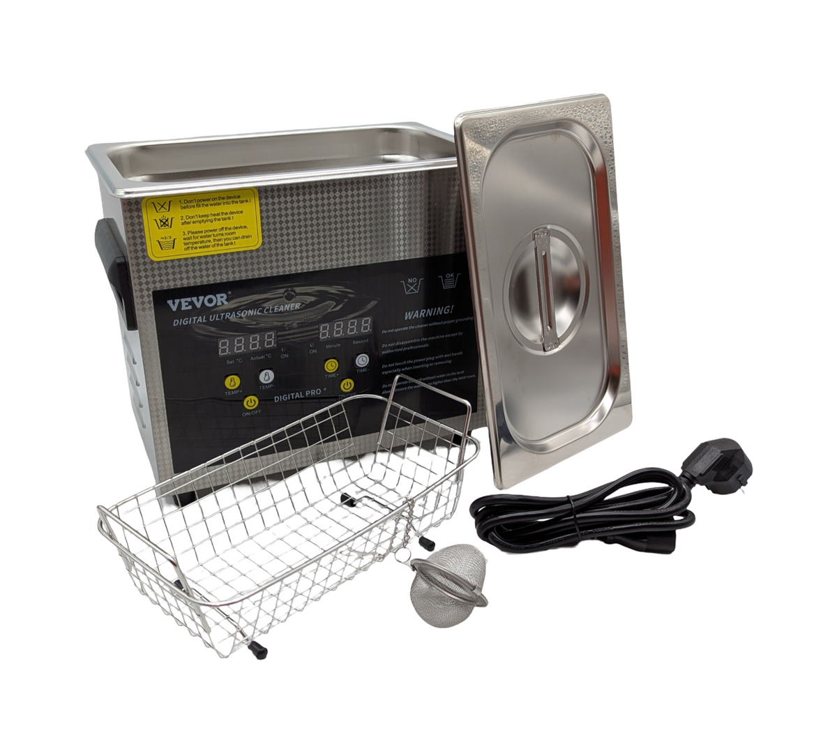 VEVOR Ultraschallreiniger 3L 120W mit 200W Heizfunktion Edelstahlgerät
