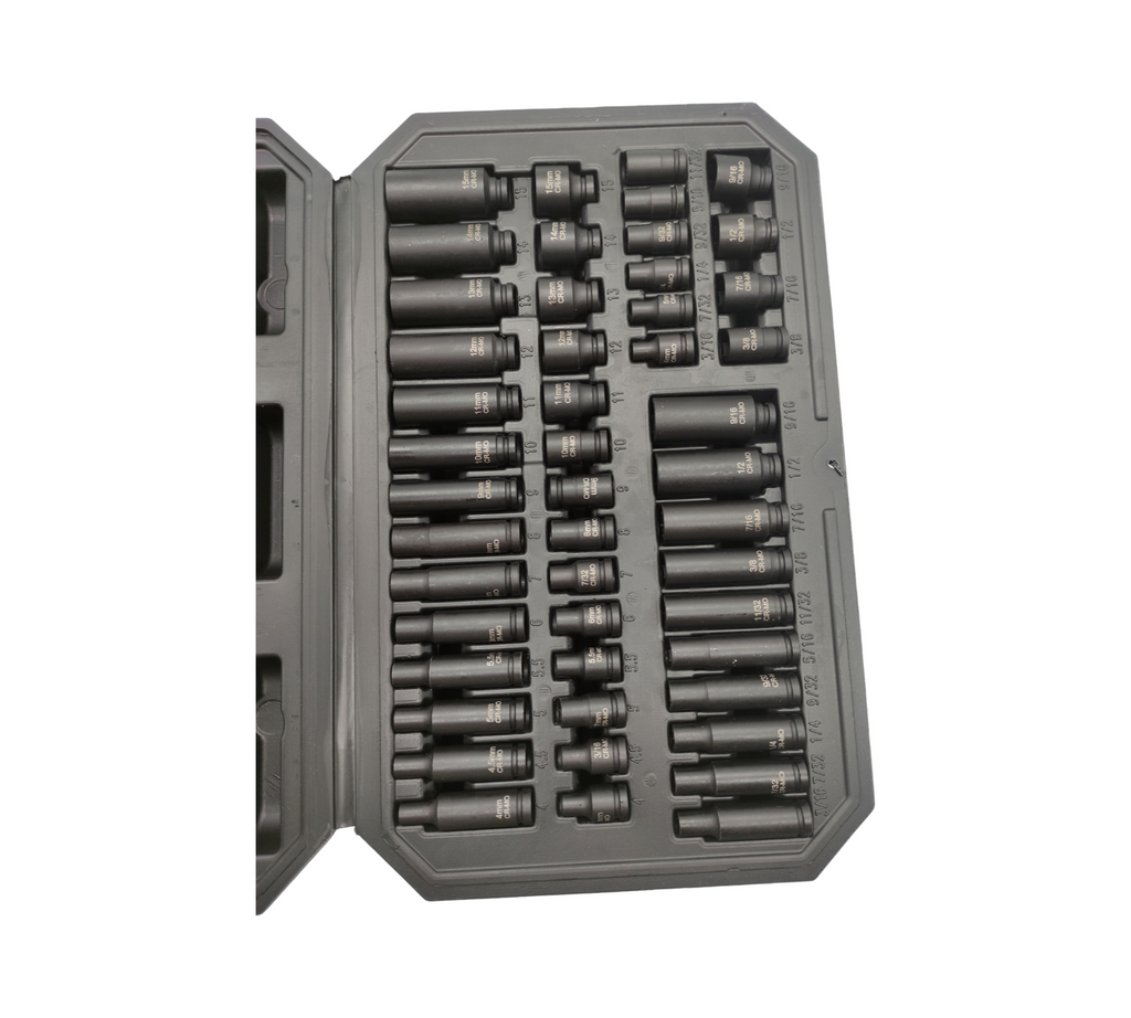 VEVOR Schlagschrauber-Nusskasten 1/4" 48-tlg SAE 3/16-9/16 4-15mm