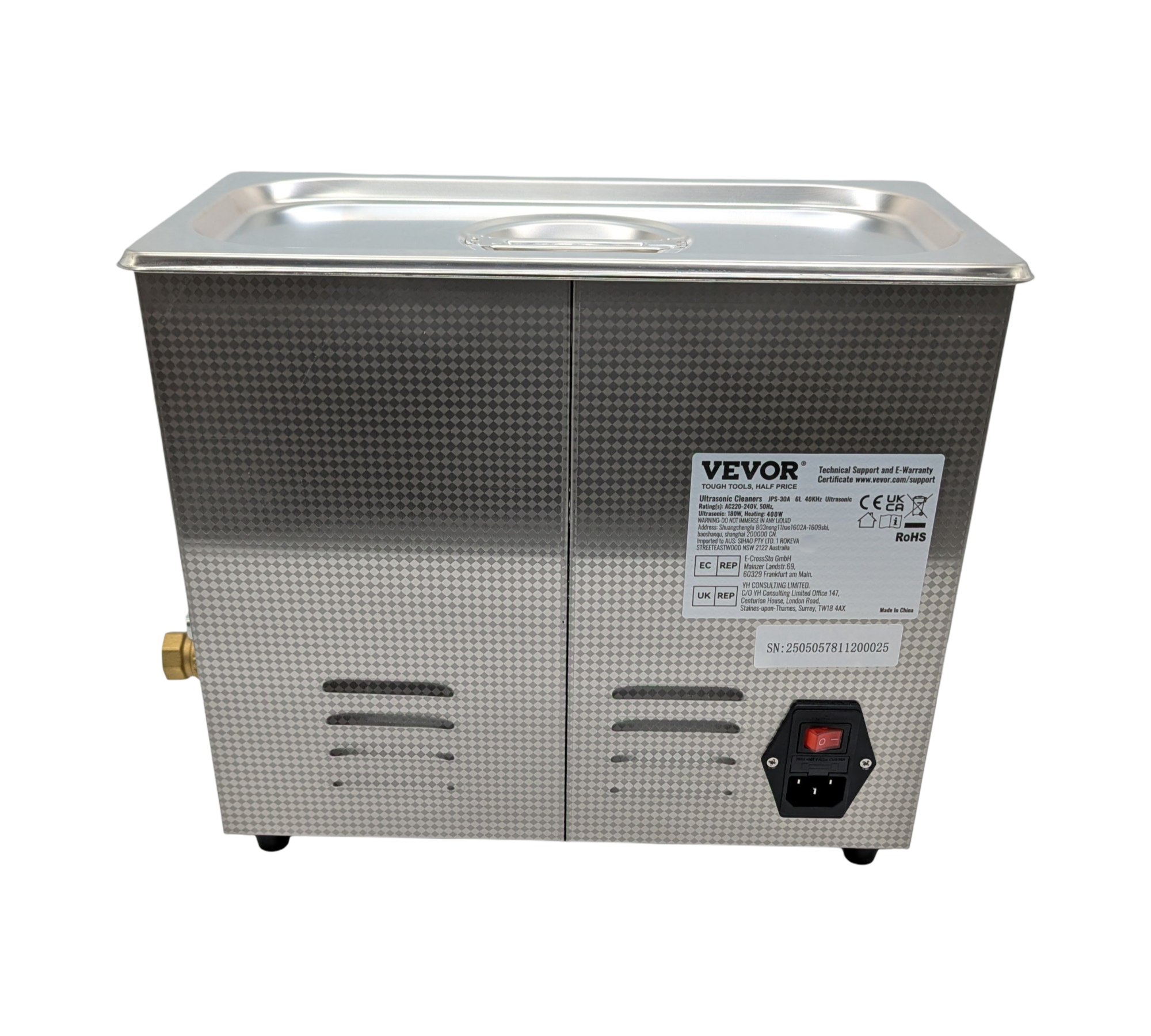 VEVOR Ultraschallreiniger 6L 200W Heizung 180W Ultraschall digital