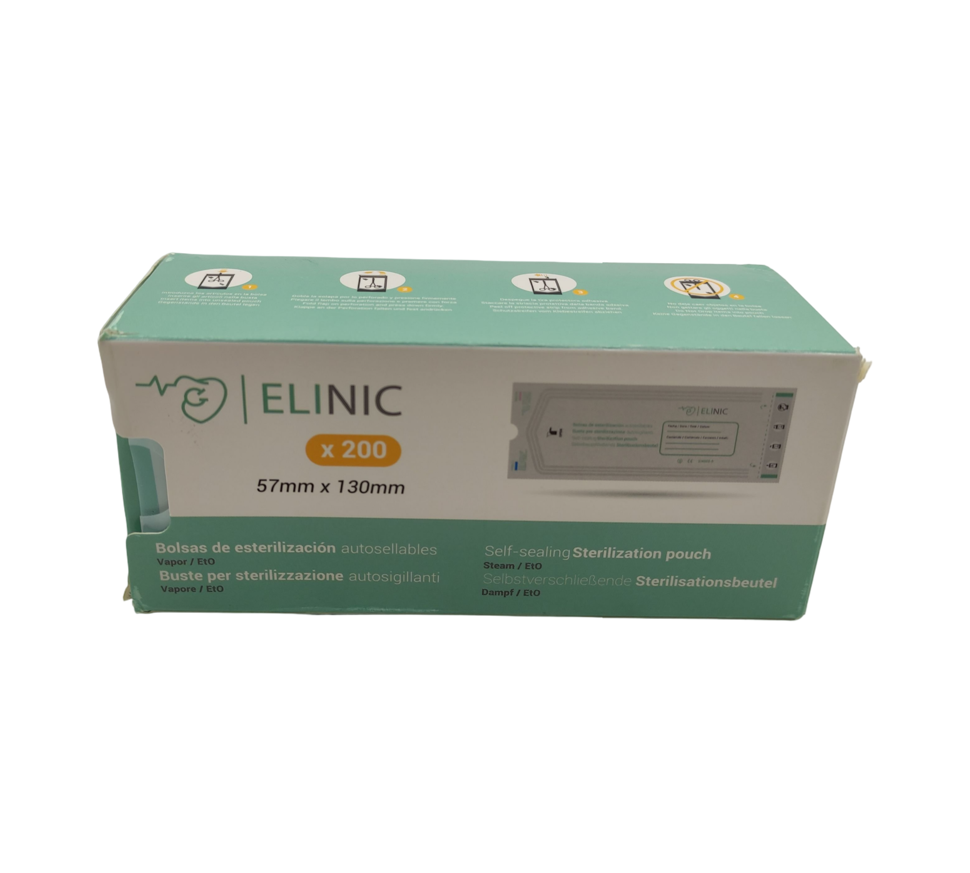 Elinic Sterilisationsbeutel selbstklebend 57x130 mm 200er-Pack
