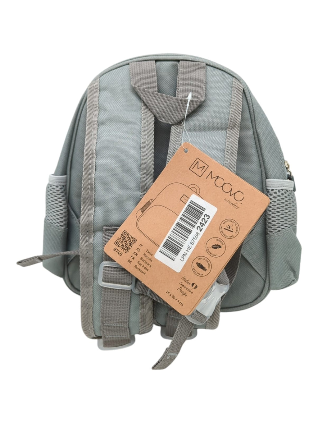 Nuvita 8740 Kinderrucksack ergonomisch mit Fächern Grau Fulpe 1–3 Jahre