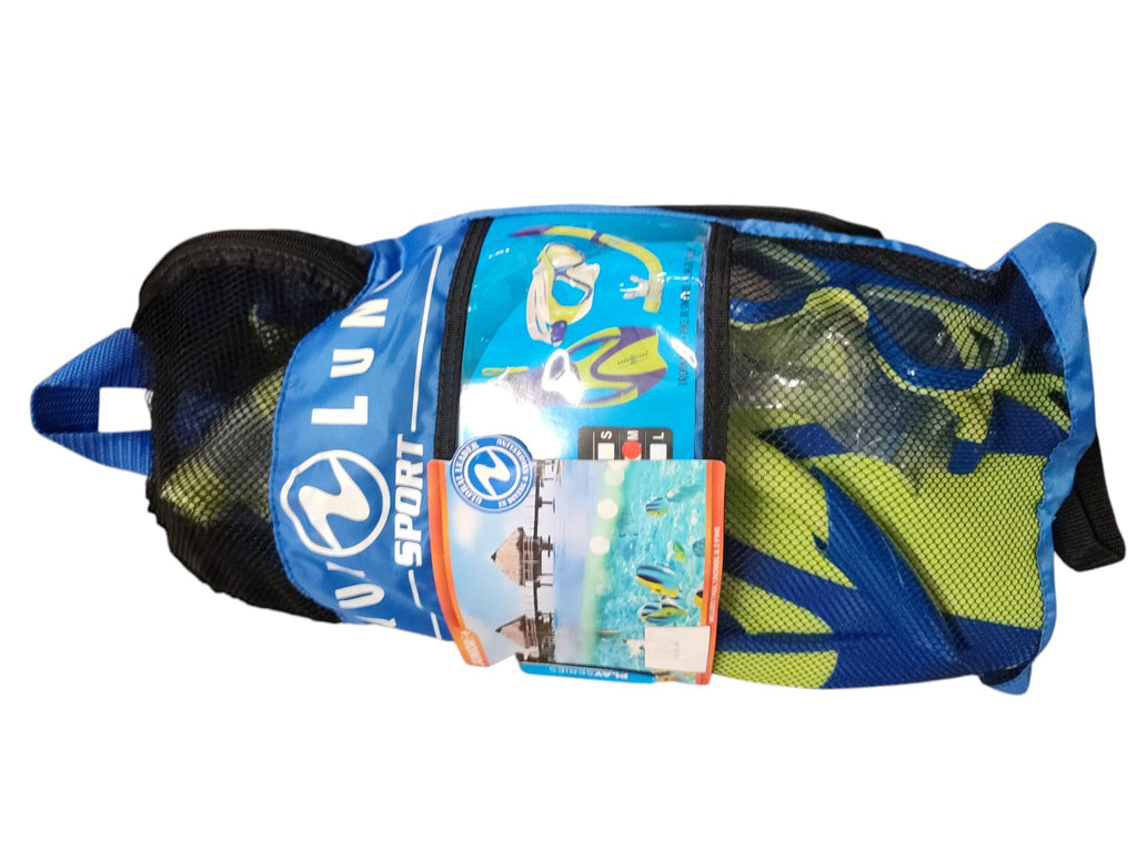 Aqualung Urchin Schnorchelset Maske Schnorchel Flossen Größe M Grün/Blau