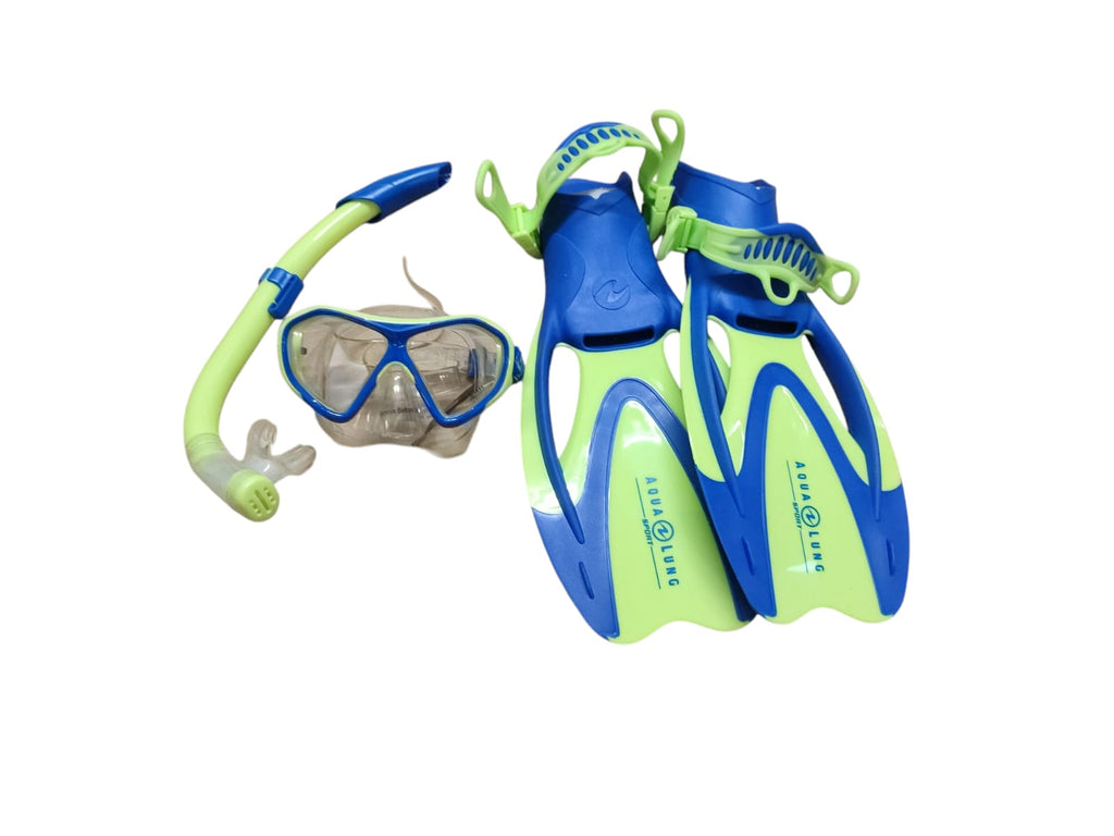 Aqualung Urchin Schnorchelset Maske Schnorchel Flossen Größe M Grün/Blau