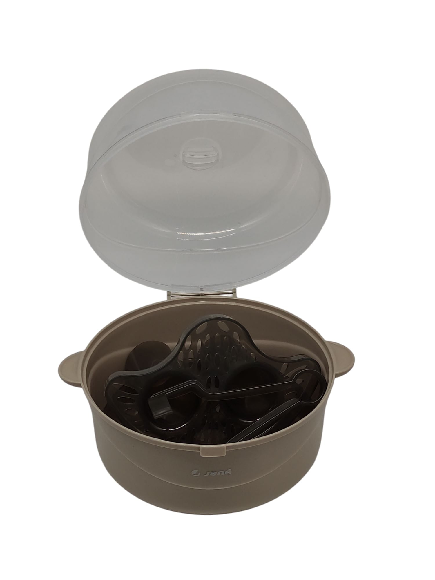Jané Mikrowellen-Sterilisator Babyflaschen Sterilisator mit Korb Grau