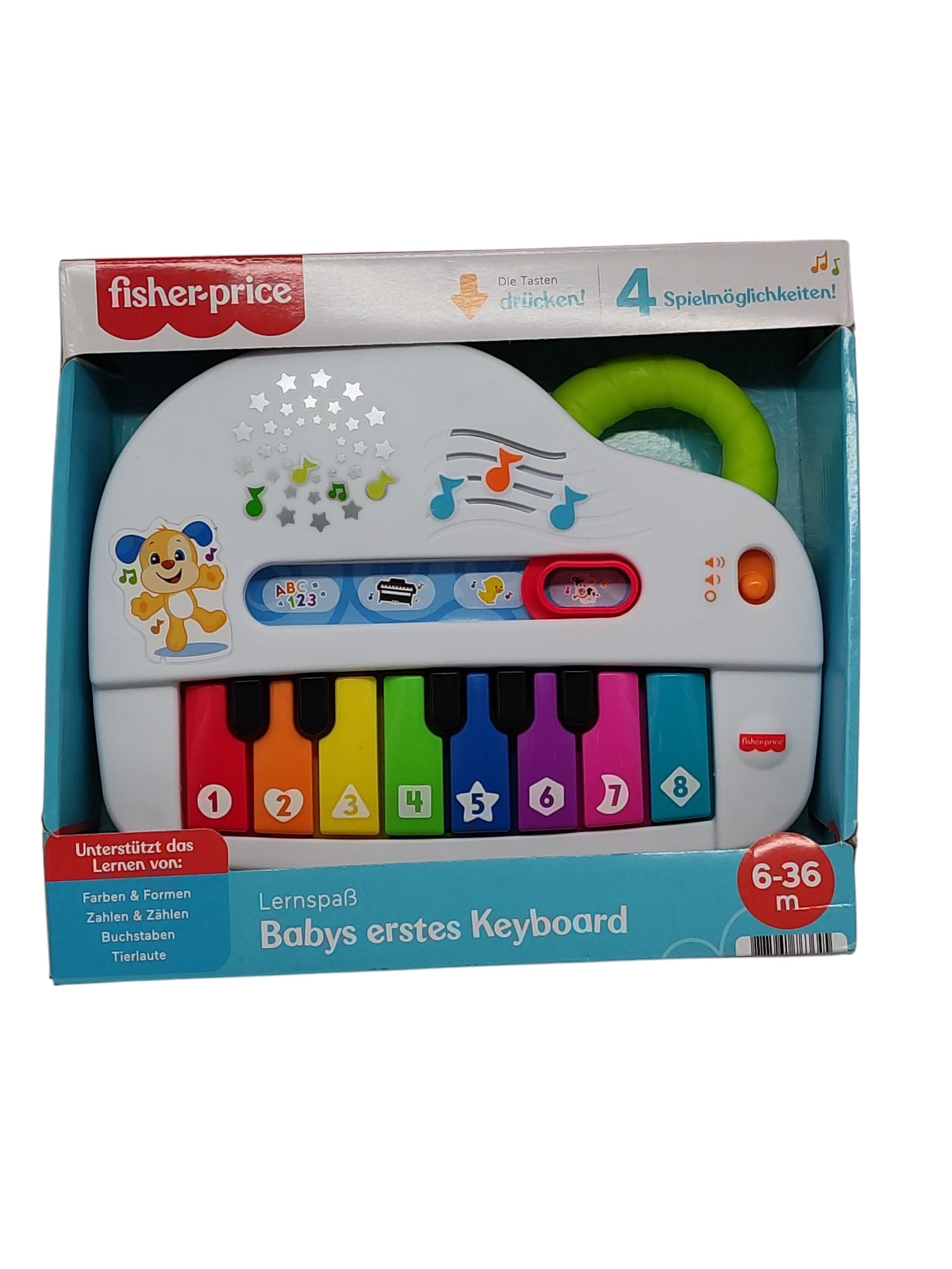 FISHER-PRICE tragbares Spielzeugklavier mit Tastatur und 4 Spielmodi