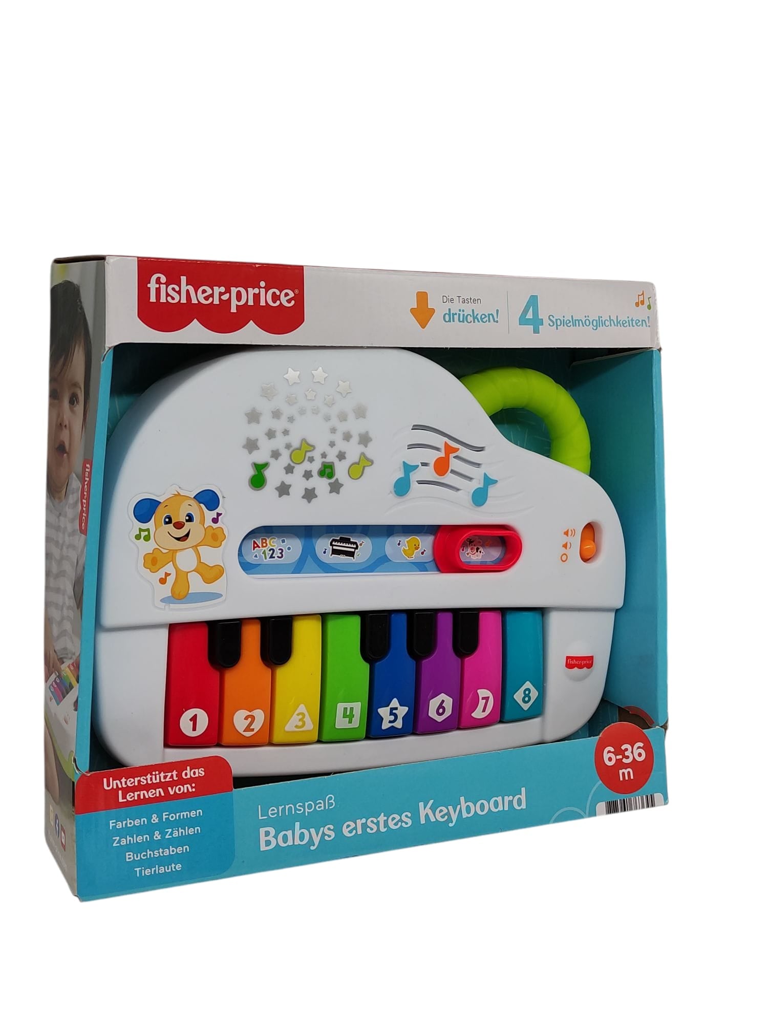 FISHER-PRICE tragbares Spielzeugklavier mit Tastatur und 4 Spielmodi