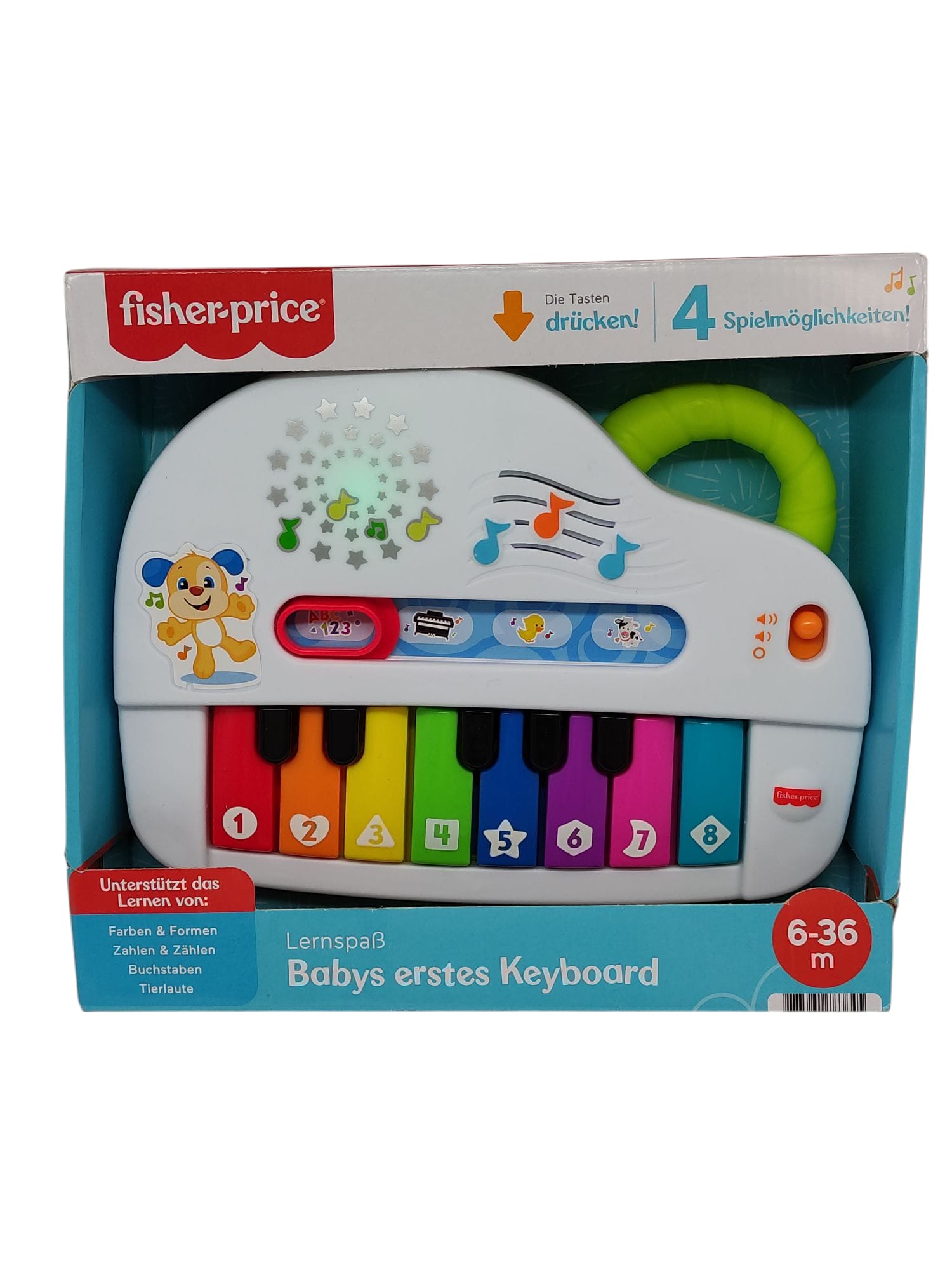 FISHER-PRICE tragbares Spielzeugklavier mit Tastatur und 4 Spielmodi